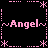 A 4-frame animated contact sheet showing a pink pixel-art angel icon with repeated text and decorative borders on black background.