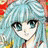 Pixelated anime-style character with light blue hair and dark eyes on left, next to black background with white text "Anime IM" and stylized signature on right.