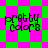 Four identical display 'pretty colors' text over a green and pink checkered background with varying diamond patterns