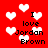 Red background with white pixelated hearts and repeated text "I love Jordan Brown" in black pixelated font.