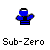 Pixelated blue character with black hair and striped shirt performs sequential arm movements against gray background, labeled 'Sub-Zero' below each frame.