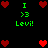 Pixelated green text and red hearts on black background, with heart arrangements changing across frames.