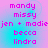 A static image displays a of text names in pink pixelated font against a gradient background shifting from blue to purple