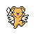 Pixel art of a small orange creature with wings and ears, shown in multiple poses across frames.