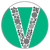 Circular icon with teal background and pixelated gray wedge-shaped object holding dark speckles.