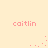 Pixelated pink text 'caitlin' appears in four corners of a pale yellow background with scattered pink dots forming faint trails.