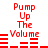 Red text reading "Pump Up The Volume" above red horizontal bars on a white background, with animated bar height changes.