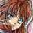 A 48x48 pixel animated buddy icon featuring a close-up of an anime-style character with long brown hair and blue eyes on the left, paired with text reading "Anime IM" and "com" on a black background to the right.