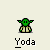 Green pixelated character with large ears and brown robe, each frame labeled 'Yoda' beneath.