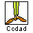 Pixel art icon of a yellow stick figure with black pants and orange shoes standing on a white background, below which is the text "Ccdad" in pixelated font.