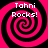 Four identical pink and black spiral patterns arranged in a , each containing white text reading "Tahni Rocks!"