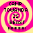 Four identical pixelated display 'CAMP TOWANDA IS BEAST' text over a pink and yellow spiral background with exclamation marks