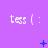 Purple background with repeated 'tess (:' text and changing blue symbols across three