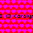 Red background filled with repeating pink heart shapes, two horizontal lines of black text reading "I <3 Carolyn" on top and bottom.