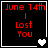 Four display red text 'June 14th I Lost You' on black backgrounds with white borders, each containing a different heart symbol