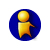Two side-by-side animated frames of a yellow stick figure icon on blue background with red text overlays in the second frame.