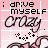 Pink background with pixelated text and symbols, featuring 'i drive myself crazy' at top and 'thinking of you' below in handwritten style