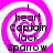 A static image with a pink and white spiral background displaying text: 'I heart Captain Jack Sparrow' in black pixelated font.