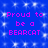Blue background with white sparkles and repeated pink text "Proud to be a BEARCAT" in four quadrants.