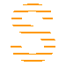 Orange segmented S-shaped icon transitions from fragmented horizontal lines to solid form against gray background.