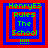 Four identical pixel-art display layered text with red and blue borders, green lettering reading 'HenryE3 Rules The School !!!!' on a solid background