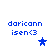 Blue pixelated text 'daricann isen<3' appears above a star symbol in four positions with varying star color shades