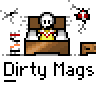 Animated contact sheet of a pixel art character in a bed with repeated text and speech bubbles across 12 frames.