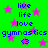 Green background with pink stars and blue text reading live, life, love, gymnastics, and a heart symbol in two
