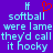Pixelated text on purple background with red heart symbol above 'softball' in two identical side-by-side sections.