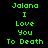 Green pixelated text on black background reads "Jalana I Love You To Death" with white rectangular overlays appearing in different positions across frames.