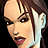 Pixelated close-up of a female character's face with brown hair and light skin tone against black background.