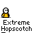 Pixel art character with white head and yellow body in various poses, including standing, jumping, interacting with blue figure, lying down, and multiple repeated copies of the same pose