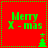 Red square icon with green dotted border displaying 'Merry X-mas' text and a small Christmas tree that alternates between two positions.