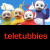 Animated contact sheet of Teletubbies characters with text overlays in a 3x3 grid layout showing frame-by-frame animation changes.