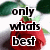 Pixelated image of a red fruit with green leaves and text reading 'only whats best' in black block letters.