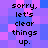 Pixelated text on a blue and pink checkered background with repeated phrases.