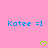 Pink background with blue text 'Katee =]' and green heart symbols arranged in a pattern