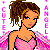 Pixelated cartoon-style buddy icon featuring a female character with brown hair and blue eyes on the left, next to green text reading "Original Icons .com" on a dark background.