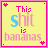 Four yellow square with pink borders display "This shit is bananas" text in varying color schemes and pixelated heart/cross symbols at corners