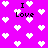 Pixelated icon with bright pink background, white heart shapes scattered throughout, and repeated 'I Love' text in black pixel font.