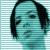Static pixelated icon of a person's face with teal and black tones against striped background, likely from early 2000s AOL Instant Messenger collection.