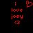 Red pixelated text and symbols on black background: 'i love joey <3' with a heart symbol above the text.