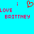Pixelated cyan background with pink text and red heart symbol, displaying "i ❤️ LOVE BRITTNEY" in two mirrored sections.