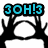 Pixelated icon shows black hands holding a white oval shape with blue text '3OH!3' on top.