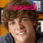 A person with brown hair and a gray hoodie appears in four with pink text overlays reading 'owned', 'bye pia', 'shes hott', and a blank