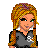 Pixel art contact sheet showing multiple frames of a female character with blonde braided hair wearing a gray top and yellow-green plaid skirt, alongside text variations reading "Lacrosse chick" in different colors.