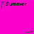 A bright pink background displays three of 'Summer..' text with star symbols, where the stars alternate between purple and dark green in each