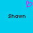 A static image with a bright blue background, two black text instances of 'Shawn', and a pink pixelated heart symbol above the left text.