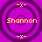 Four identical circular icons with concentric rings on a purple background, each displaying the name 'Shannon' in yellow text and four '-x-' symbols at cardinal points.