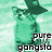 Pixelated green figure with dark hat and flowing sleeves against light teal background, text "PUIE" above "ppngslo" in blocky font.
